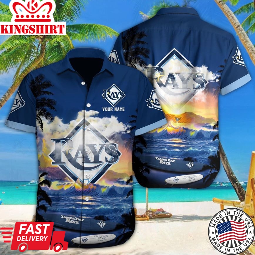 Custom Name Print on Tampa Bay Rays Tropical Shirt