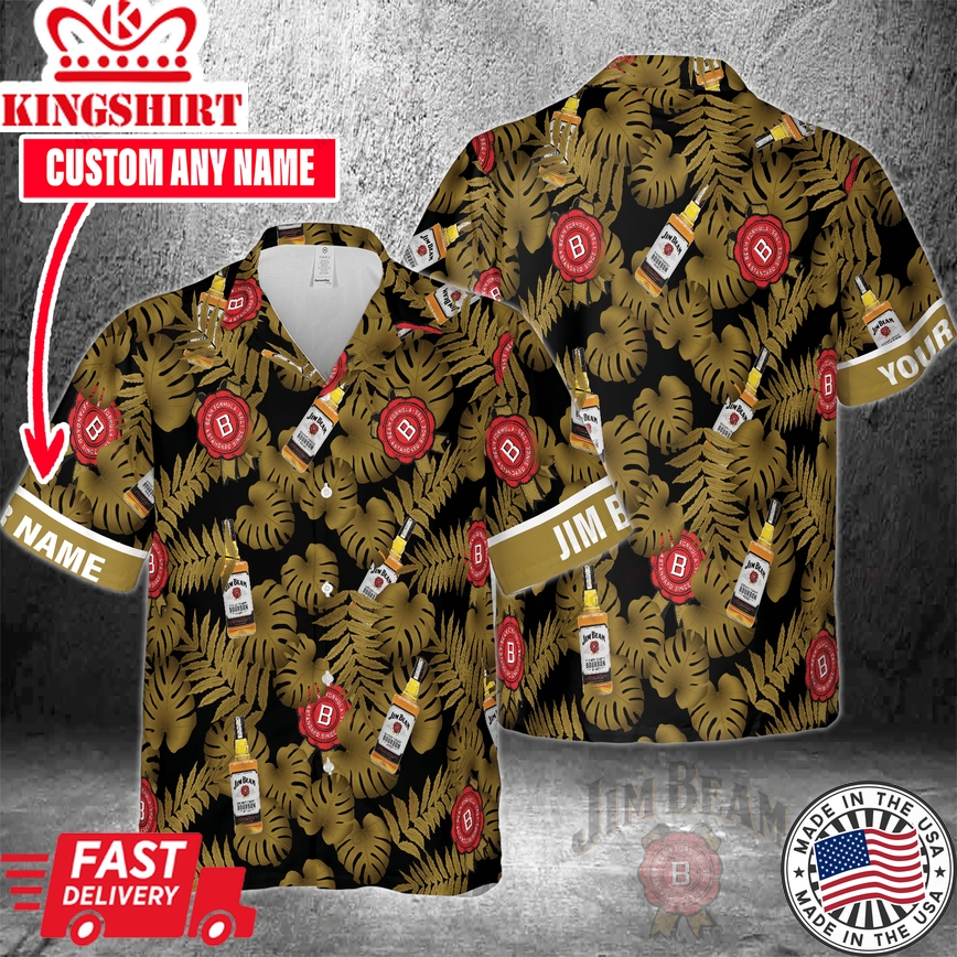 Custom Name Printed Aloha Shirt Inspired by Jim Beam