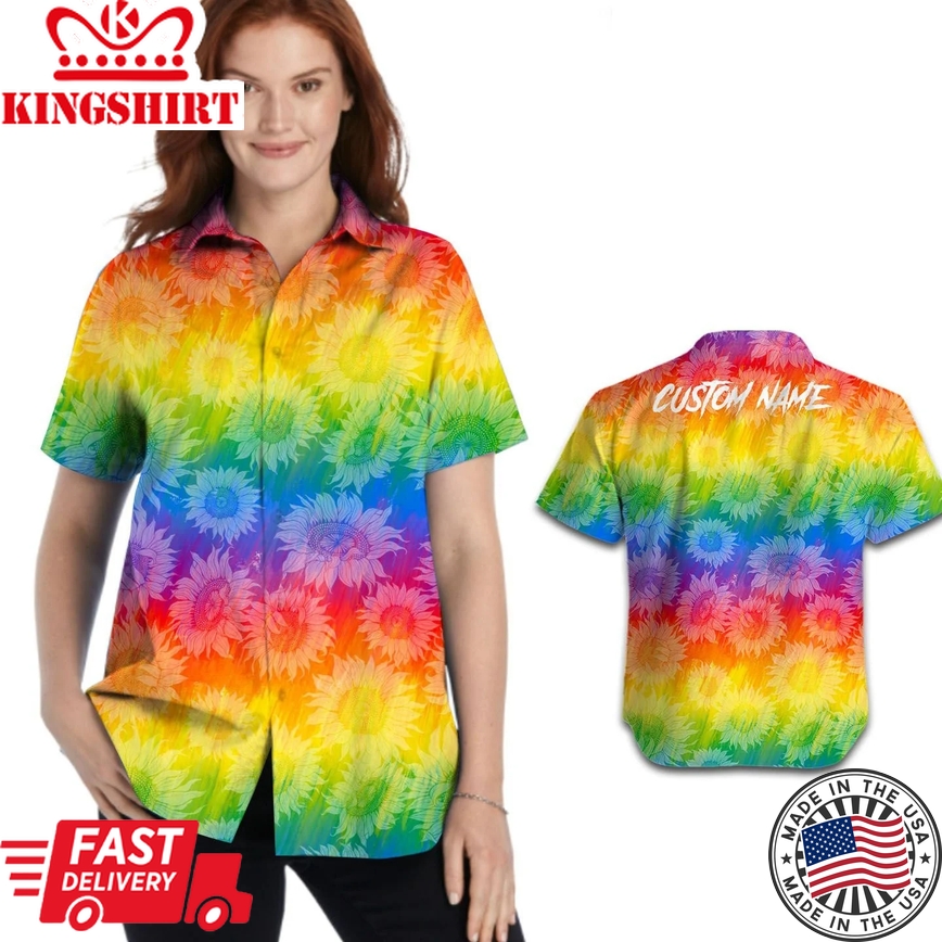 Custom Name Women Hawaiian Shirt For Lgbtq Community In Pride Month