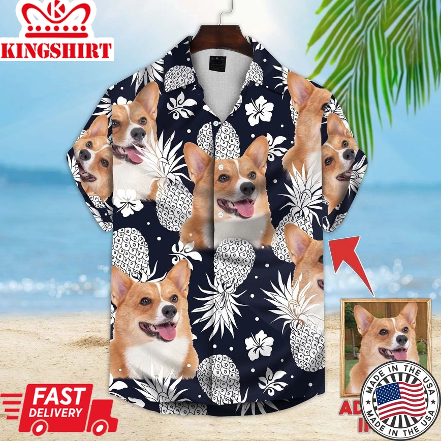 Custom Photo Corgi Flower Hawaiian Shirt