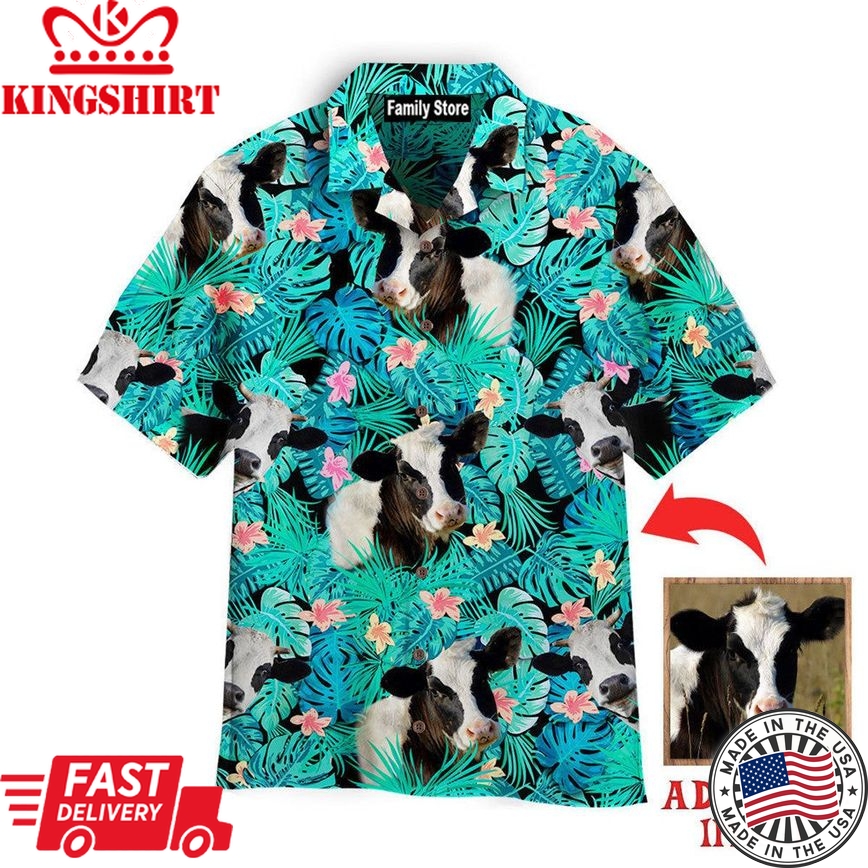 Custom Photo Cow Tropical Custom Hawaiian Shirt