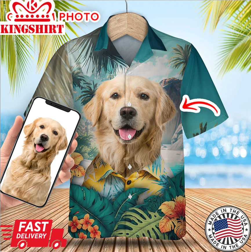 Custom Photo Dog 3D All Over Printed Trendy Hawaiian Shirt For Men, Dog Trendy Hawaiian Shirt, Men's Hawaii Shirt, Summer Gifts For Dog Lover