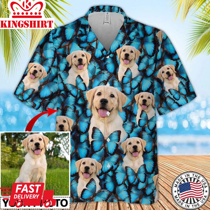 Custom Photo Dog Butterflies Hawaiian Shirt