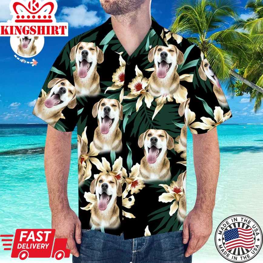 Custom Photo Dog Face Trendy Hawaiian Shirt, Personalized Trendy Hawaiian Shirt, Summer Beach Trendy Hawaiian Shirt