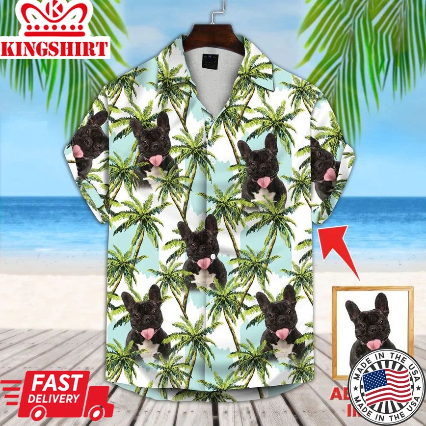 Custom Photo Dog Floral Summer With Palm Trees Pattern Hawaiian Shirt