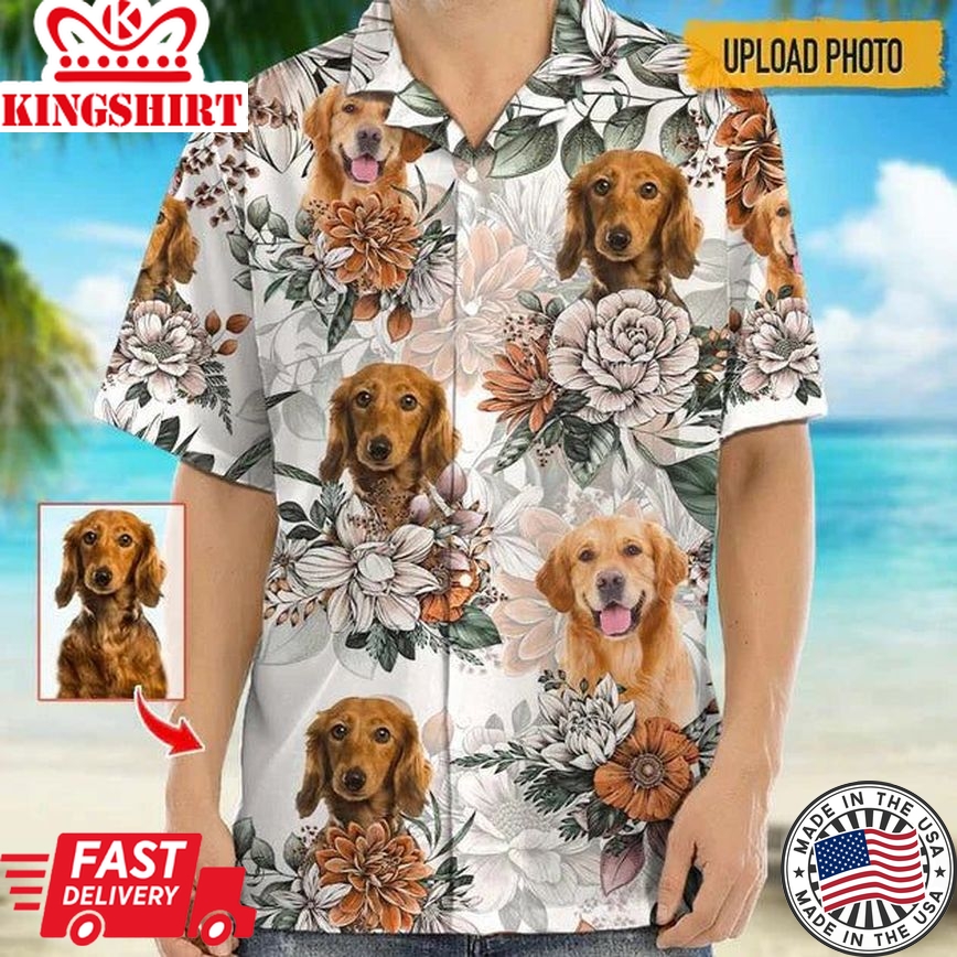 Custom Photo Dog Flower Hawaiian Shirt