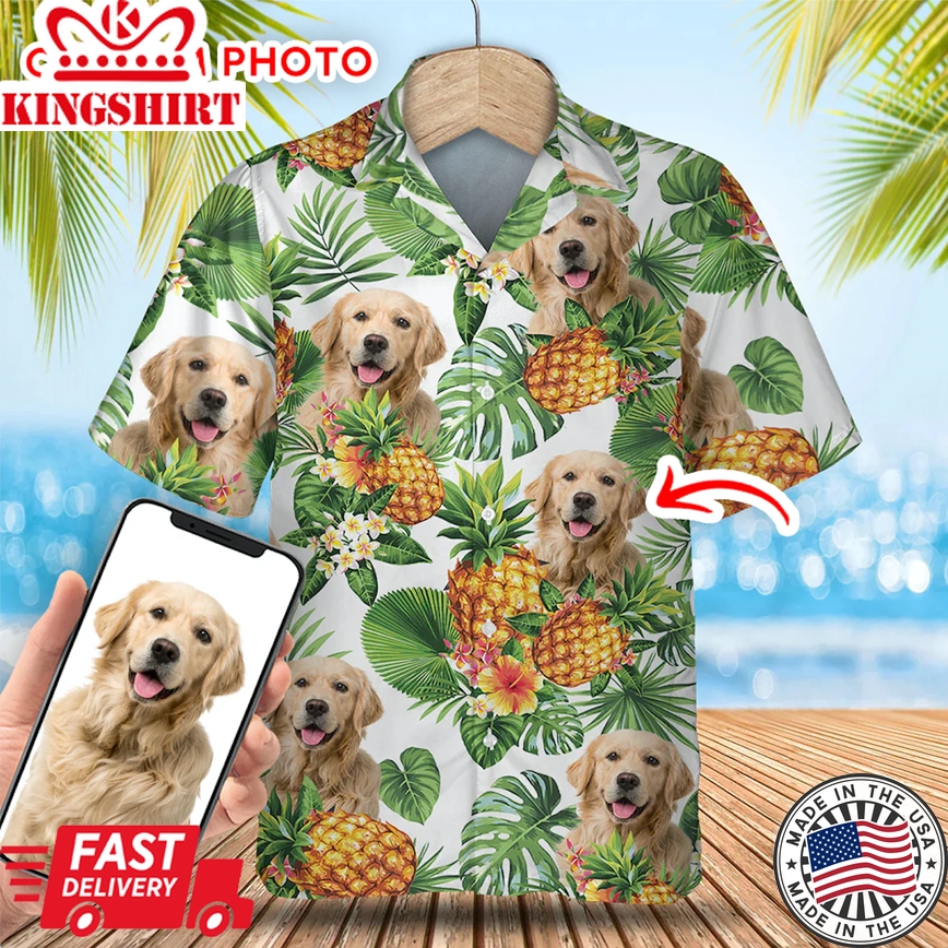 Custom Photo Dog Tropical Pattern Trendy Hawaiian Shirt