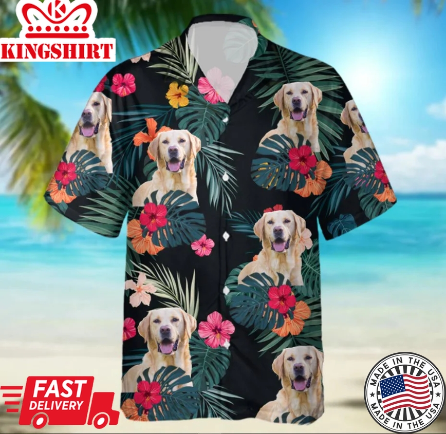 Custom Photo Labrador Retriever Trendy Hawaiian Shirt, Upload Photo Dog Trendy Hawaiian Shirt For Men And Women