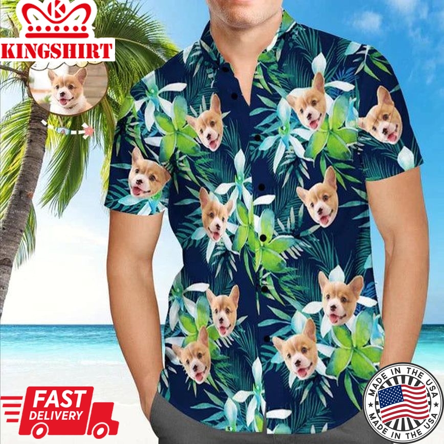 Custom Photo Pet Face Funky Vintage Hawaiian Shirt