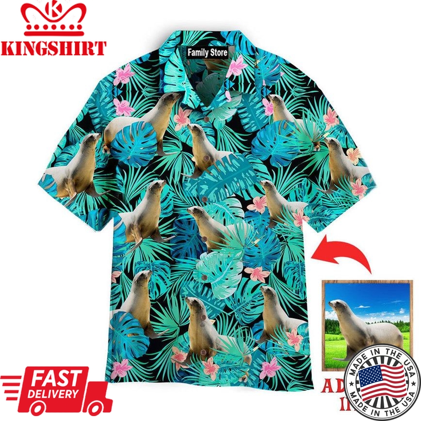 Custom Photo Seal Tropical Custom Hawaiian Shirt