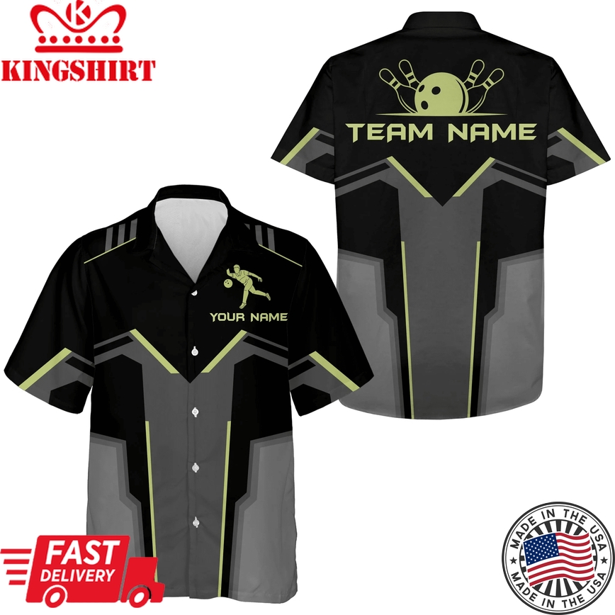 Custom Team Name Hawaiian Bowling Shirt For Men Women Bowlers, Bowling Jersey Short Sleeve 3D Print