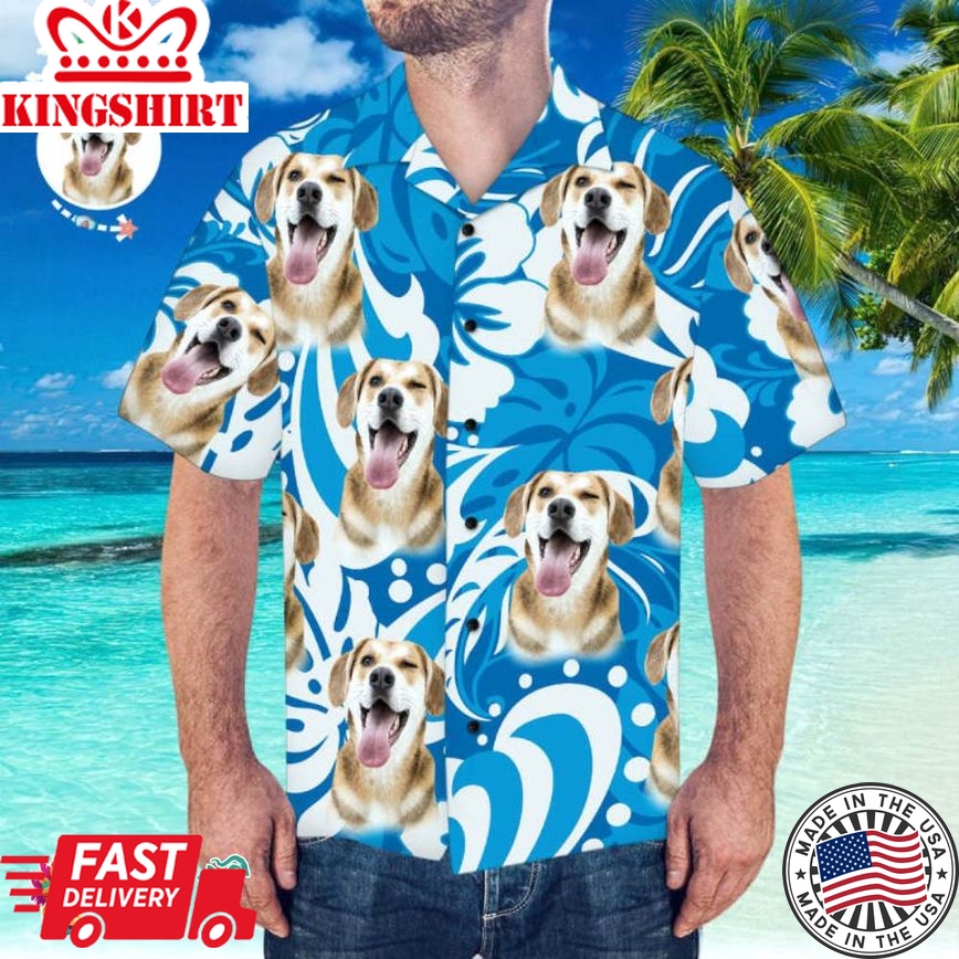 Custom Trending Hawaiian Shirts Hawaiian Shirt With Dog Face Leaves & Flowers Pattern Trending Hawaiian Shirts Hawaiian Shirt