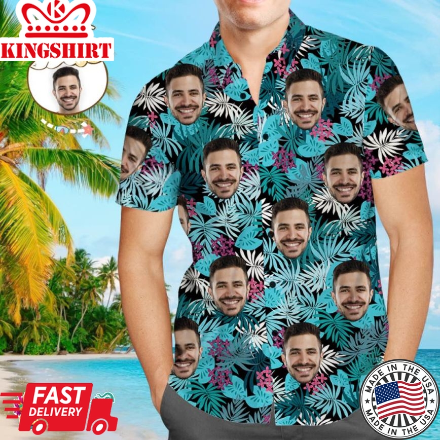 Custom Trending Hawaiian Shirts Hawaiian Shirts Muti-Face Summer Leaves Design Personalized Aloha Beach Shirt For Men