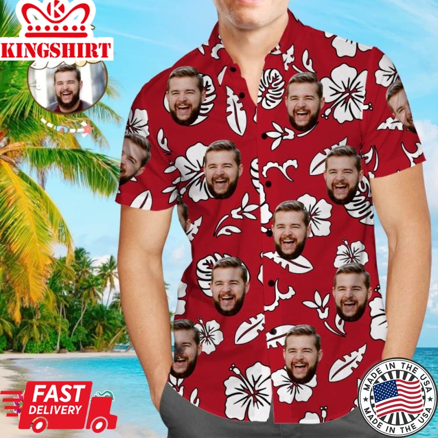 Custom Trending Hawaiian Shirts Hawaiian Shirts Red Flowers Personalized Aloha Beach Shirt For Men