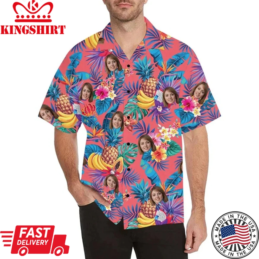 Custom Trendy Hawaiian Shirt With Face, Photo Man Hawaii Shirt, Flower Trendy Hawaiian Shirt For Men, Women