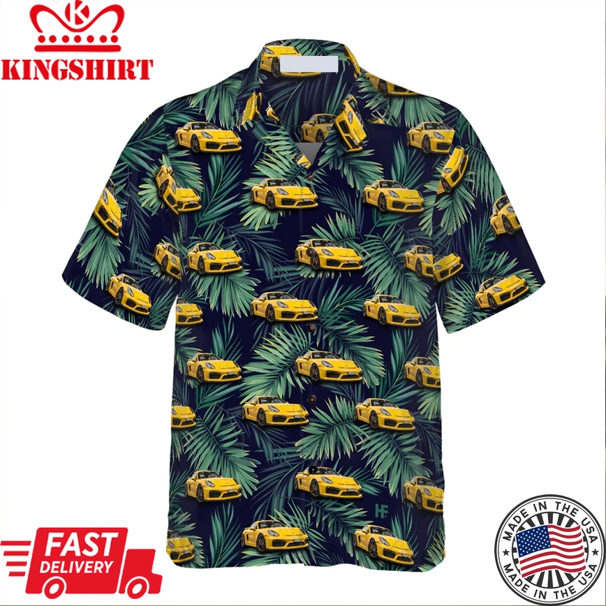 Custom Tropical Car Trendy Hawaiian Shirt, Summer Gift Trendy Hawaiian Shirt For Men