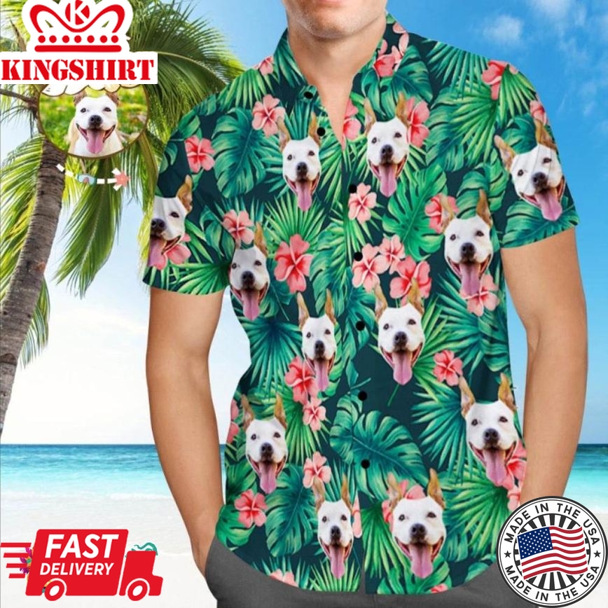 Custom Tropical Shirts Custom Face Trending Hawaiian Shirts Hawaiian Shirt Leaves & Flowers Men's All Over Print Trending Hawaiian Shirts Hawaiian Shirt