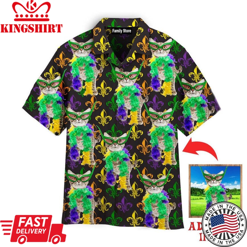 Custom Your Cat Mardi Gras Fat Tuesday Carnival Carnival Fleur De Lis Custom Hawaiian Shirt