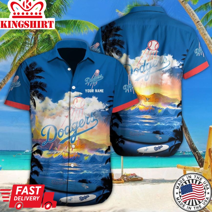 Customizable Name Los Angeles Dodgers Hawaiian Shirt