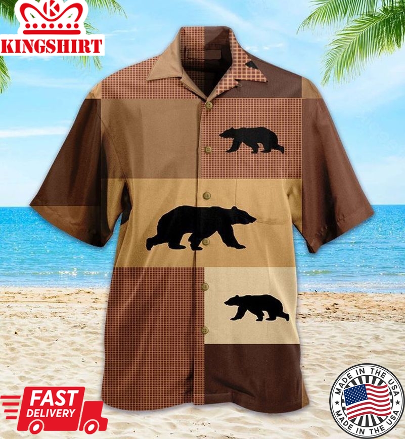 Cute Bear Brown Trendy Hawaiian Shirt 3D, Bear Lover Trendy Hawaiian Shirt For Summer Gifts