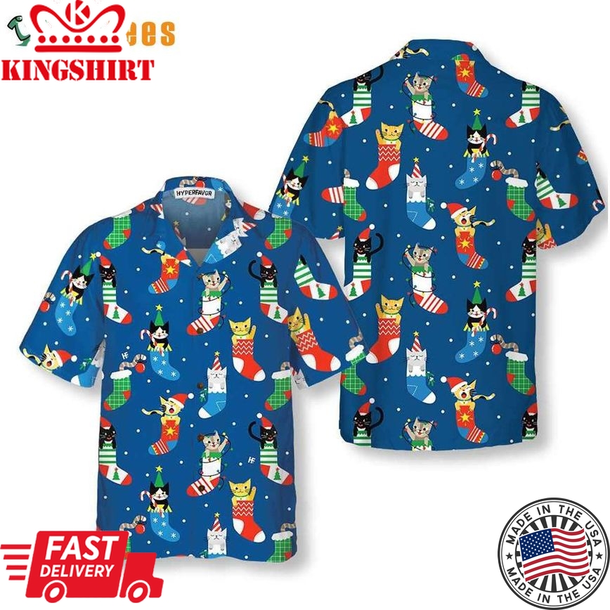 Cute Cats In Christmas Socks Trendy Hawaiian Shirt, Xmas Trendy Hawaiian Shirt Perfect Gifts For Your Loved Ones