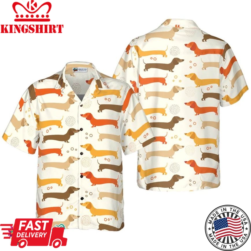 Cute Dachshund Pattern Hawaiian Shirt