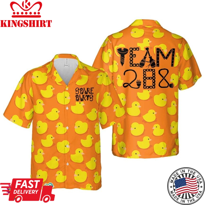 Cute Duck Orange Pattern Hawaiian Shirt