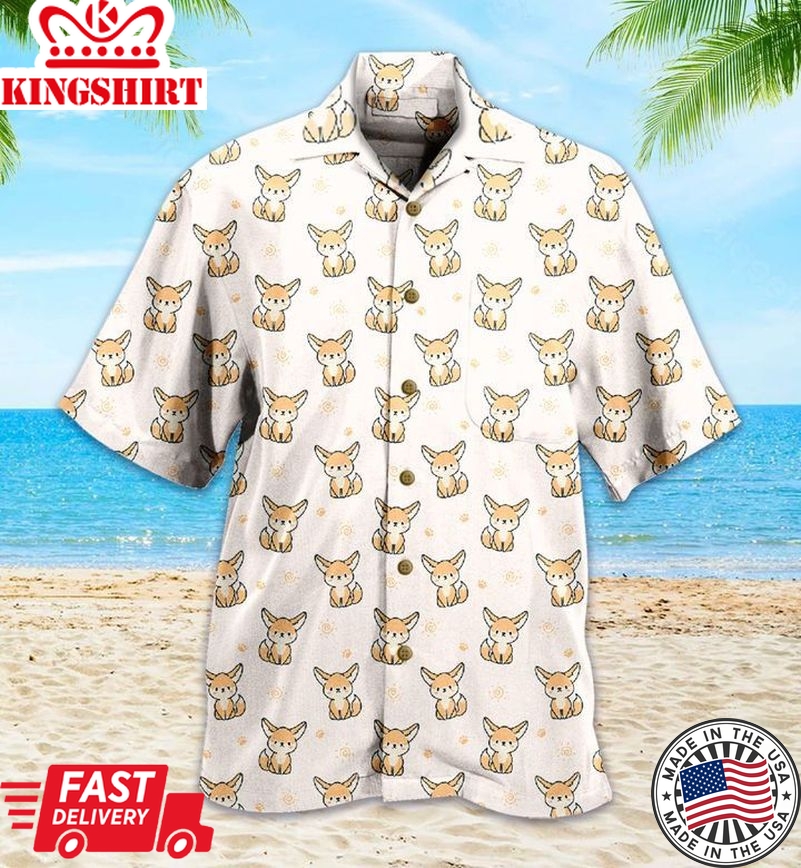 Cute Fennec Fox Orange Trendy Hawaiian Shirt 3D, Fox Lover Trendy Hawaiian Shirt For Summer Gifts