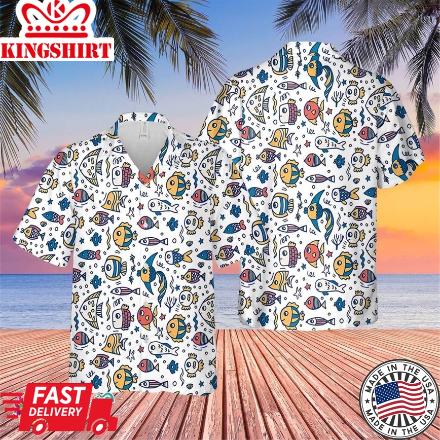 Cute Fish Hawaiian Trending Hawaiian Shirt, Summer Vacation Hawaiian Shirt