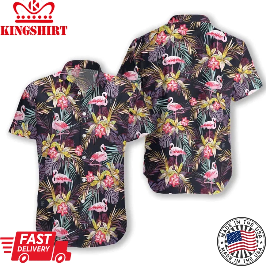 Cute Flamingo Brilliant Tropical Forest Trendy Hawaiian Shirt