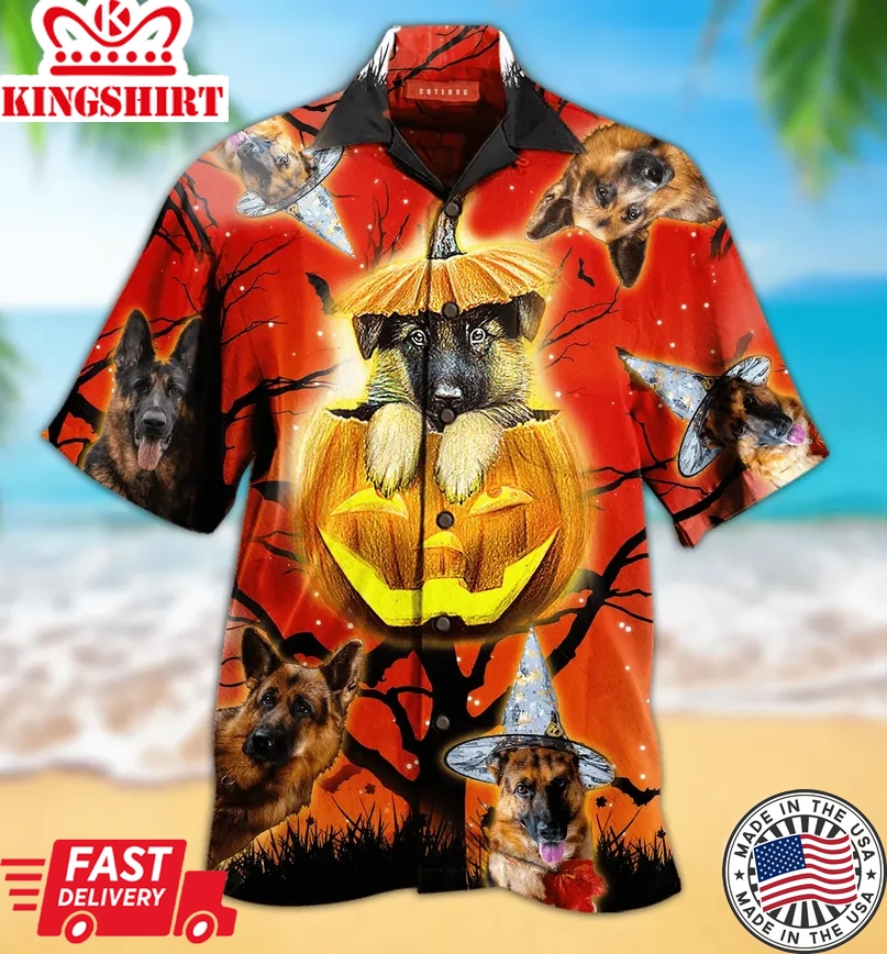 Cute German Shepherd Dog Trendy Hawaiian Shirt