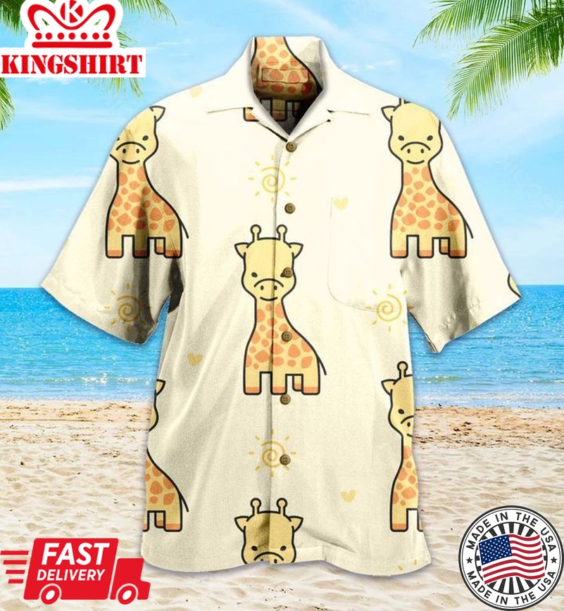 Cute Giraffa Yellow Trendy Hawaiian Shirt 3D Summer Gifts