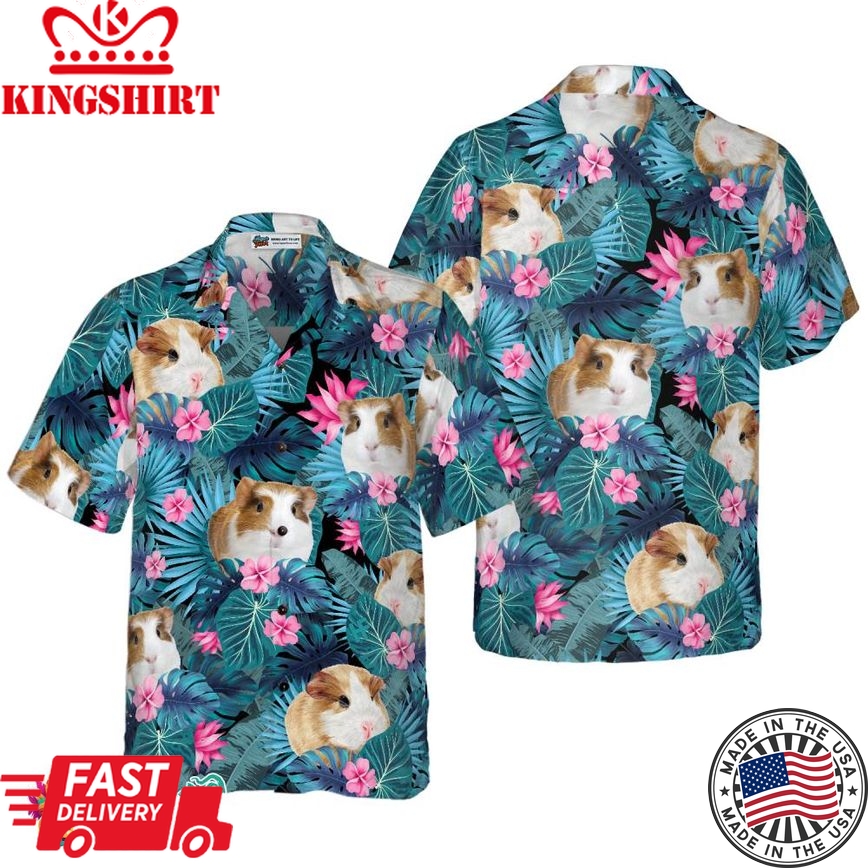 Cute Guinea Pig Tropical Pattern Hawaiian Shirt