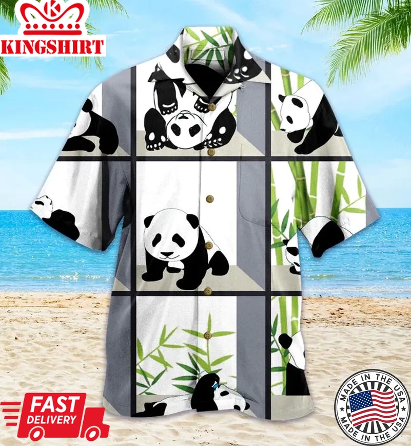 Cute Panda Green Trendy Hawaiian Shirt 3D, Panda Green Tropical Leaves Trendy Hawaiian Shirt, Panda Lover Trendy Hawaiian Shirt For