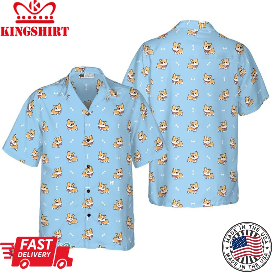 Cute Puppy Corgi Hawaiian Shirt