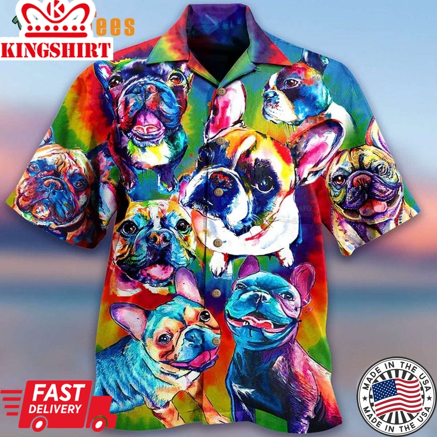 Cute Puppy Pitbull Colorful Trendy Hawaiian Shirts, Dog Trendy Hawaiian Shirt Perfect Gifts For Your Loved Ones