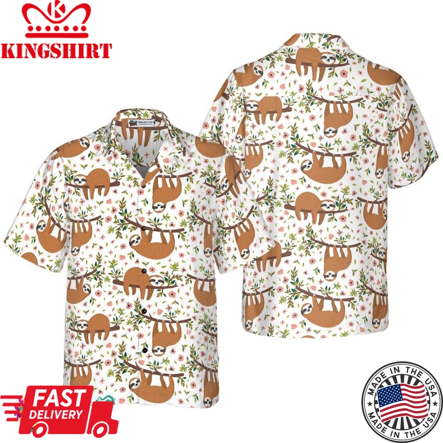 Cute Sloth On Tree Shirt For Men Hawaiian Shirt