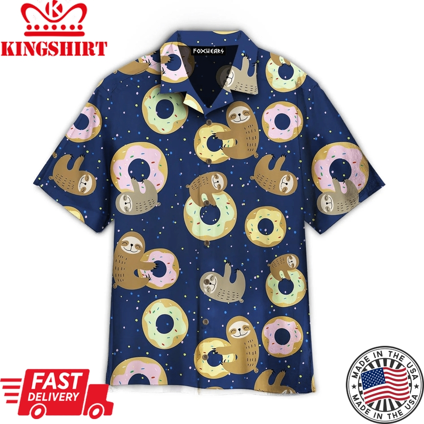 Cute Sloth With Sweet Donuts Trendy Hawaiian Shirt