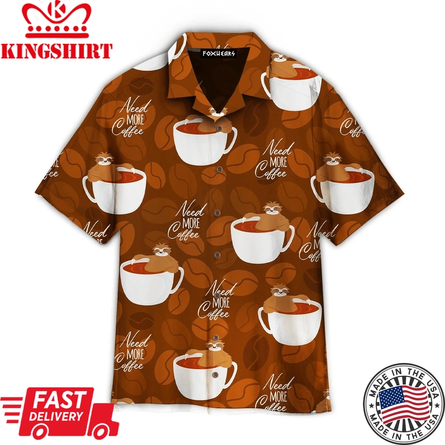 Cute Sloths Bear Relaxing In Coffee Cup On Dark Chocolate Trendy Hawaiian Shirt