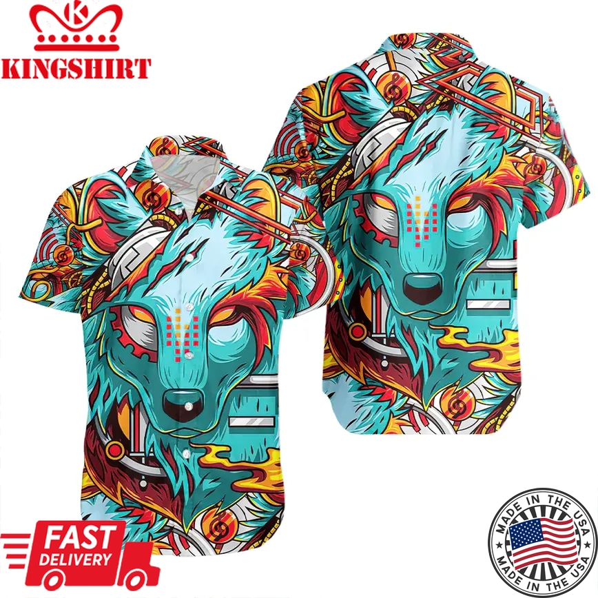 Cyber Wolf Trendy Hawaiian Shirt