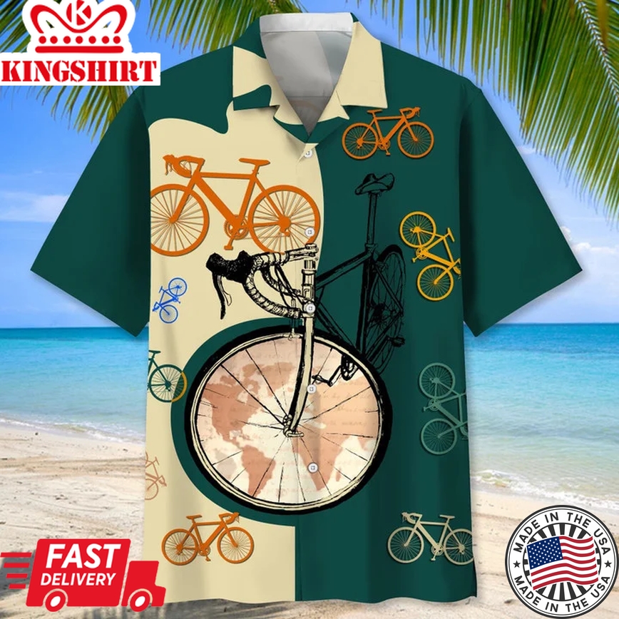 Cycling American Trendy Hawaiian Shirt, Trendy Hawaiian Shirt For Men, Summer Gift, Gift For Cycling Lover