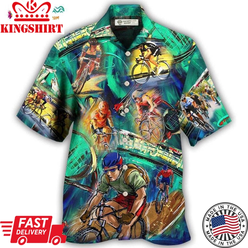 Cycling And Tennis Lover Abstract Painting Hawaiian Shirt