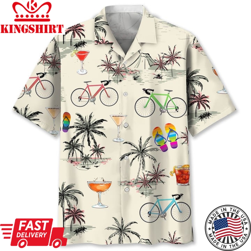 Cycling Beach Coconut Trendy Hawaiian Shirt