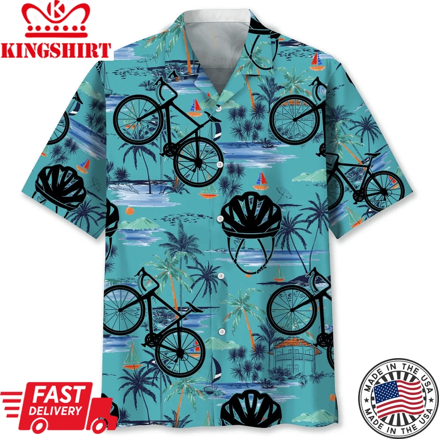 Cycling Blue Beach Trendy Hawaiian Shirt