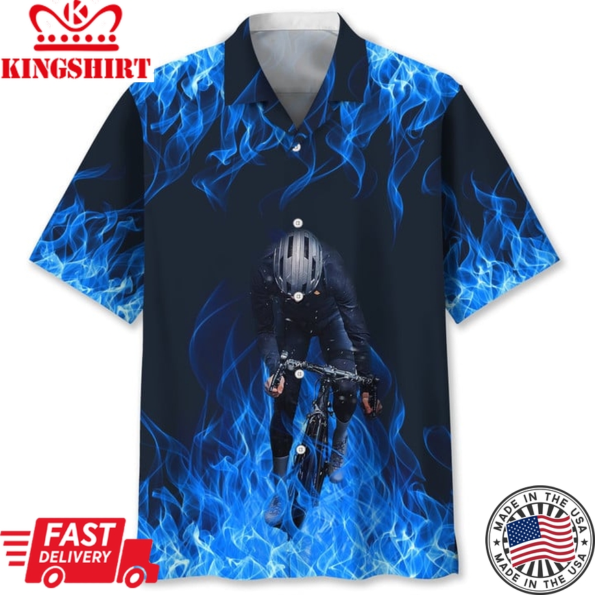 Cycling Blue Fire Hawaii Shirt