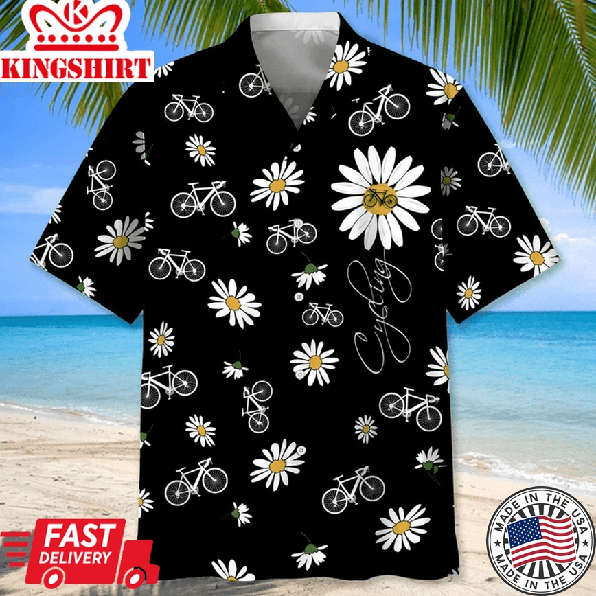 Cycling Daisy Trendy Hawaiian Shirt For Men And Women, Funny Cycling Shirt, Cycling Shirt, Cyclist Shirt, Bicycle Gift, Biking Gift, Bike Gift