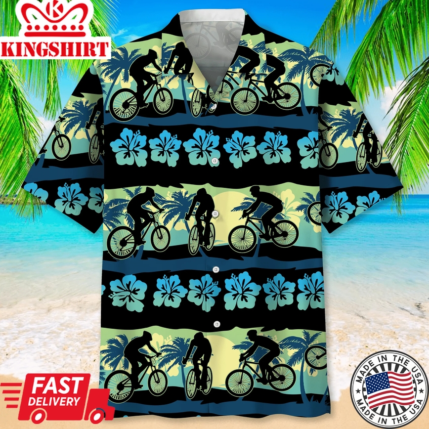 Cycling Nature Beach Trendy Hawaiian Shirt, Trendy Hawaiian Shirt For Men, Summer Gift, Gift For Cycling Lover