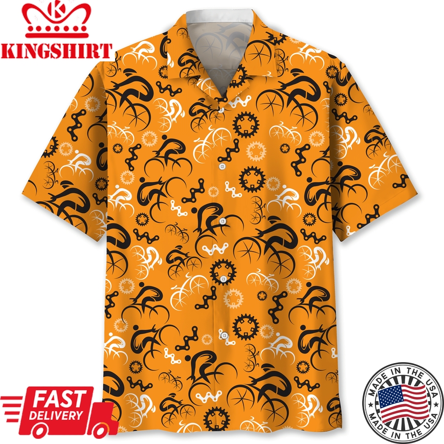 Cycling Orange Trendy Hawaiian Shirt