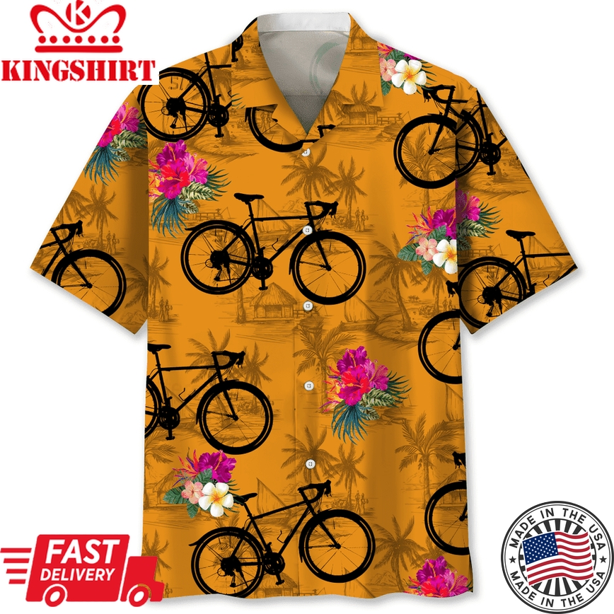 Cycling Orange Tropical Trendy Hawaiian Shirt