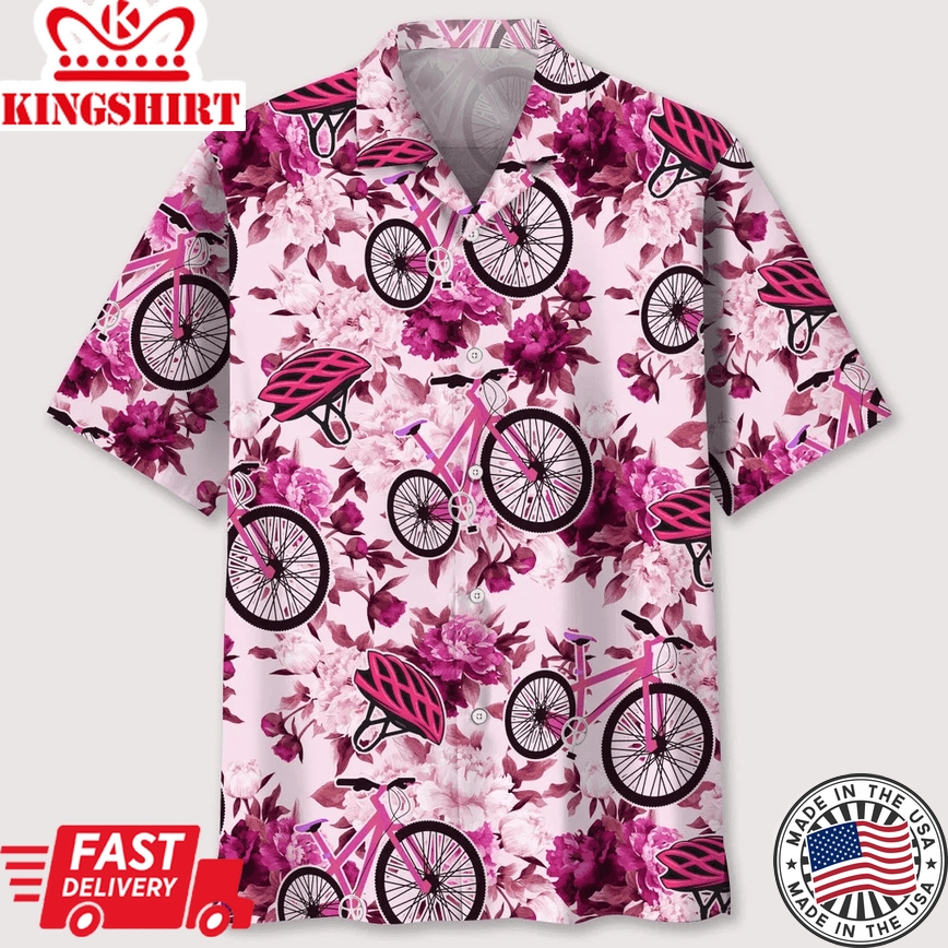 Cycling Pink Flower Trendy Hawaiian Shirt